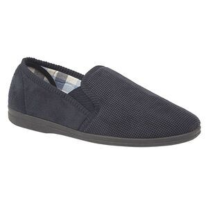 Sleepers Mens Harry Memory Foam Twin Gusset Slippers / Navy